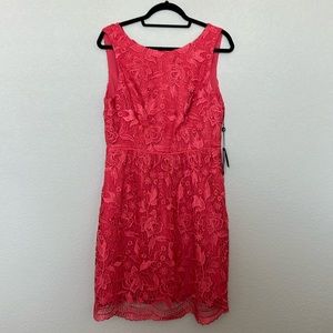 Adrianna Papell coral lace dress